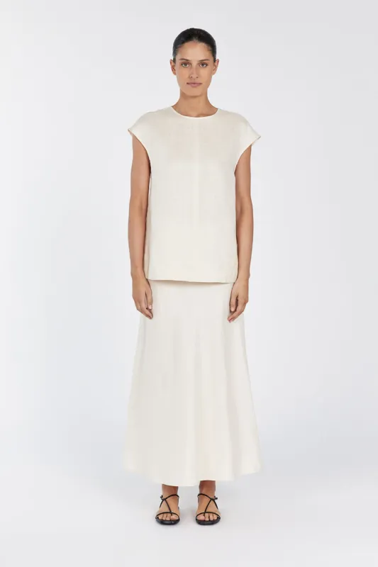 SANDY CREAM LINEN SHELL TOP sold by Dissh