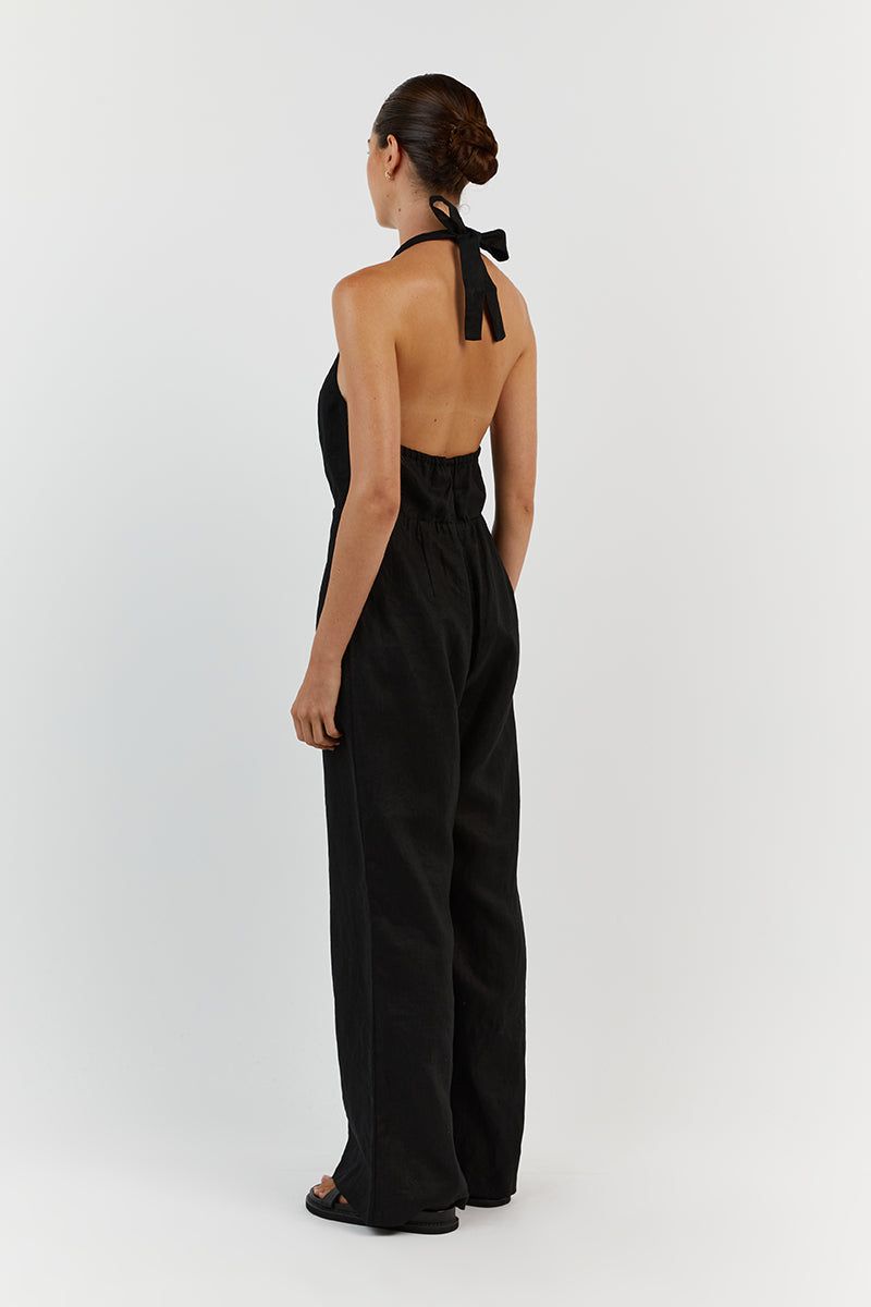 LOGAN BLACK LINEN JUMPSUIT sold by Dissh product image thumbnail 4