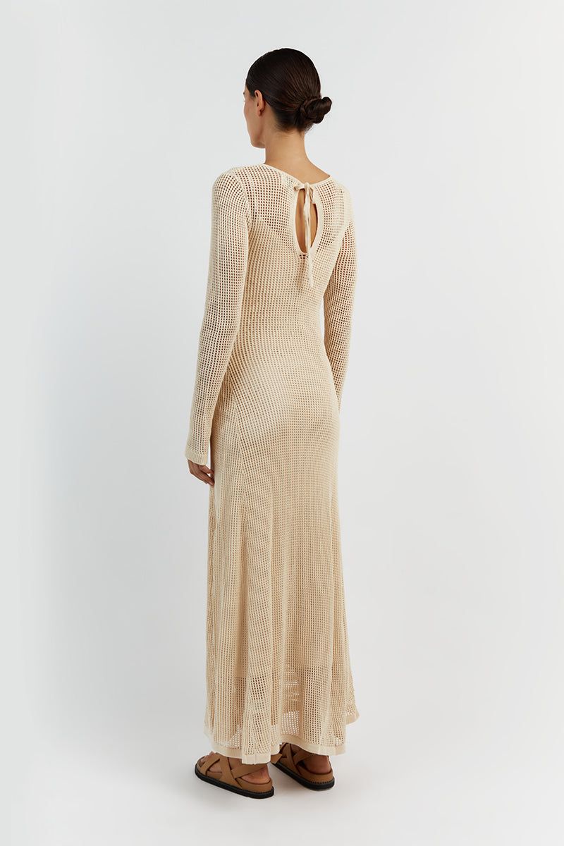 OPHELIA NATURAL LONG SLEEVE CROCHET MAXI DRESS sold by Dissh product image thumbnail 4
