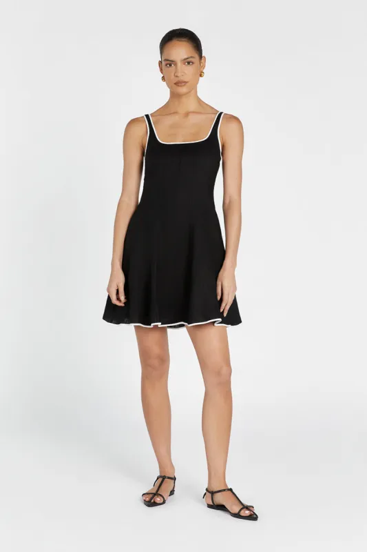 BECK BLACK LINEN MINI DRESS made by Dissh