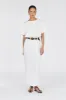 MARCEL WHITE PINSTRIPE MIDI SKIRT sold by Dissh