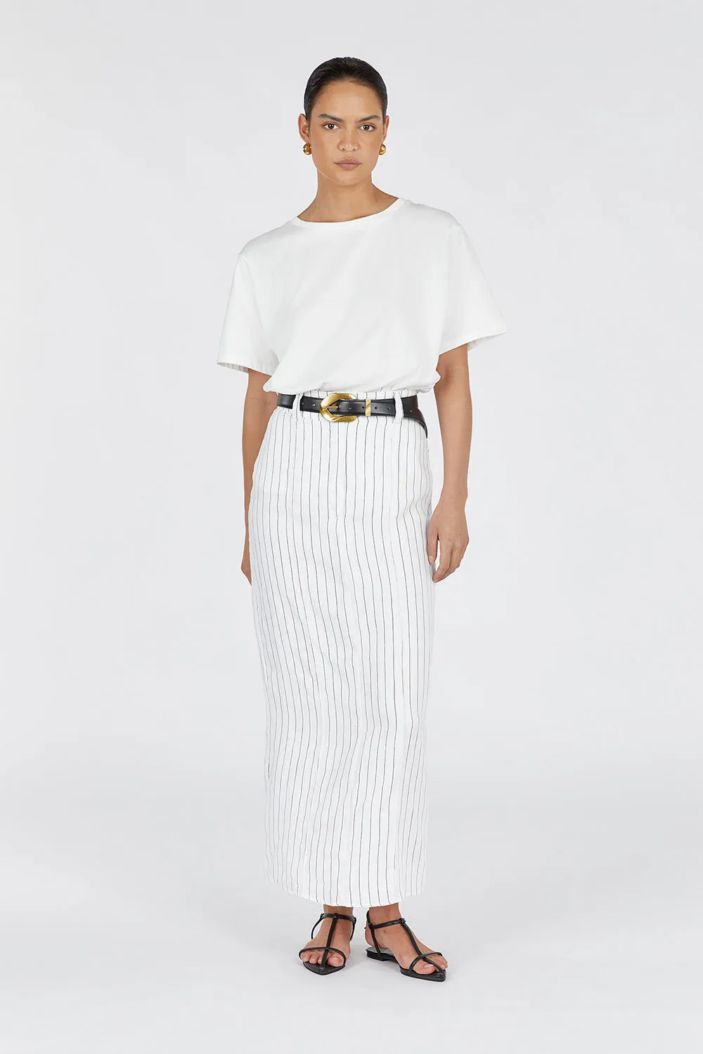 MARCEL WHITE PINSTRIPE MIDI SKIRT sold by Dissh product image thumbnail 2