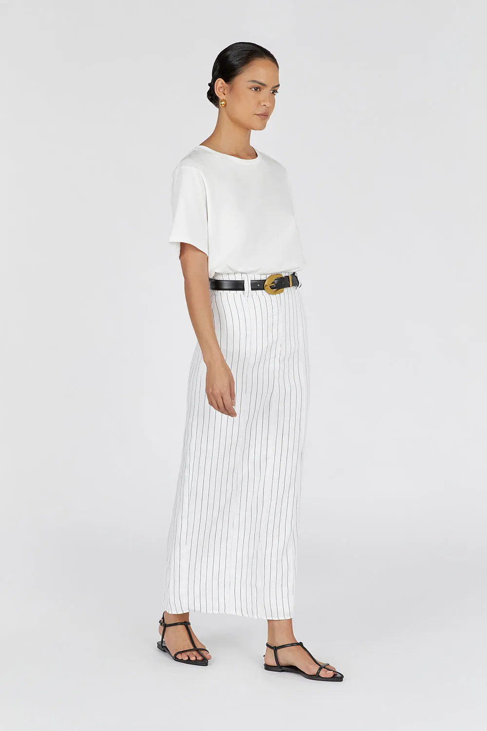 MARCEL WHITE PINSTRIPE MIDI SKIRT sold by Dissh product image thumbnail 3