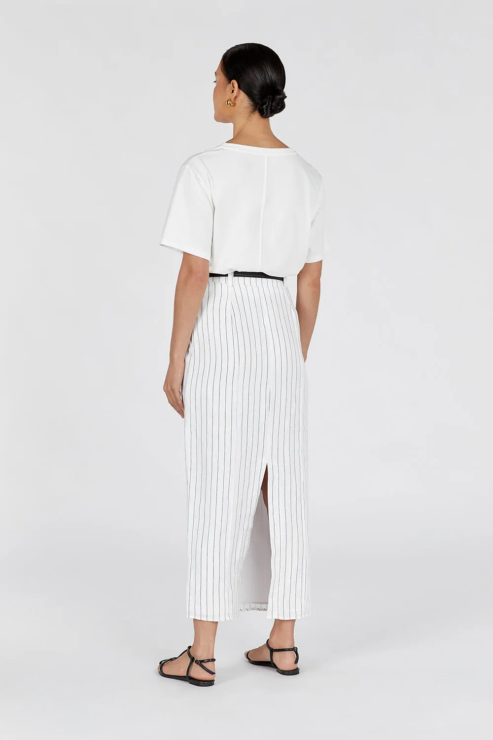MARCEL WHITE PINSTRIPE MIDI SKIRT sold by Dissh product image thumbnail 4