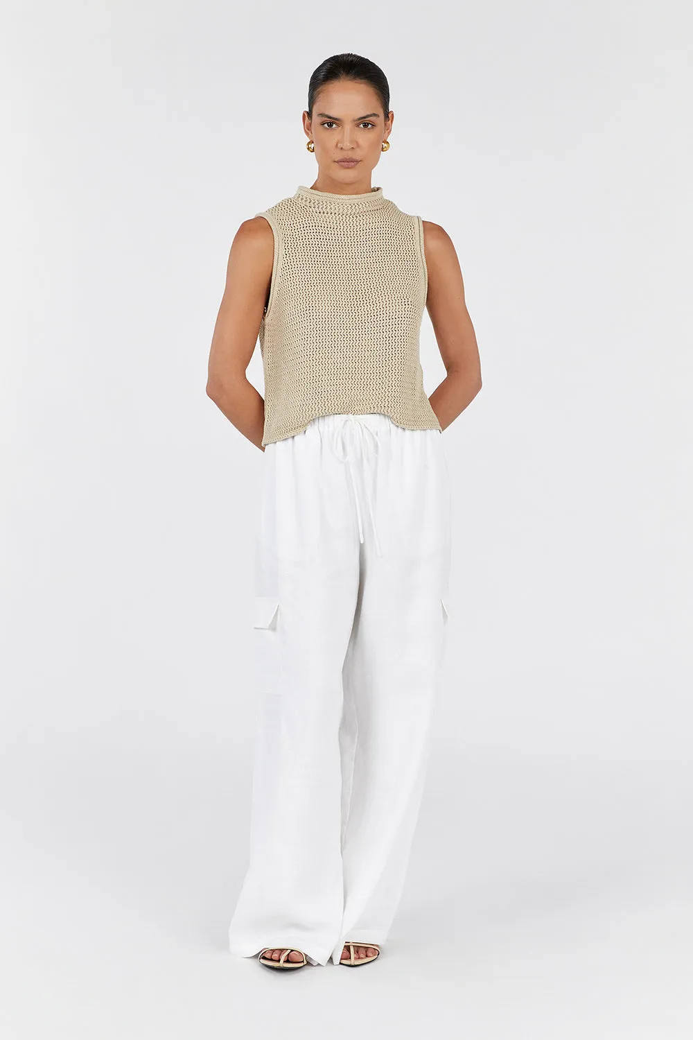 ZADIE NATURAL CROCHET TANK sold by Dissh