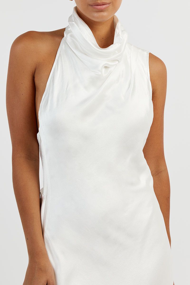 AISLE WHITE SATIN BACKLESS MIDI DRESS sold by Dissh product image thumbnail 5