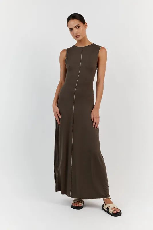 SOHO OLIVE SLEEVELESS MIDI DRESS sold by Dissh