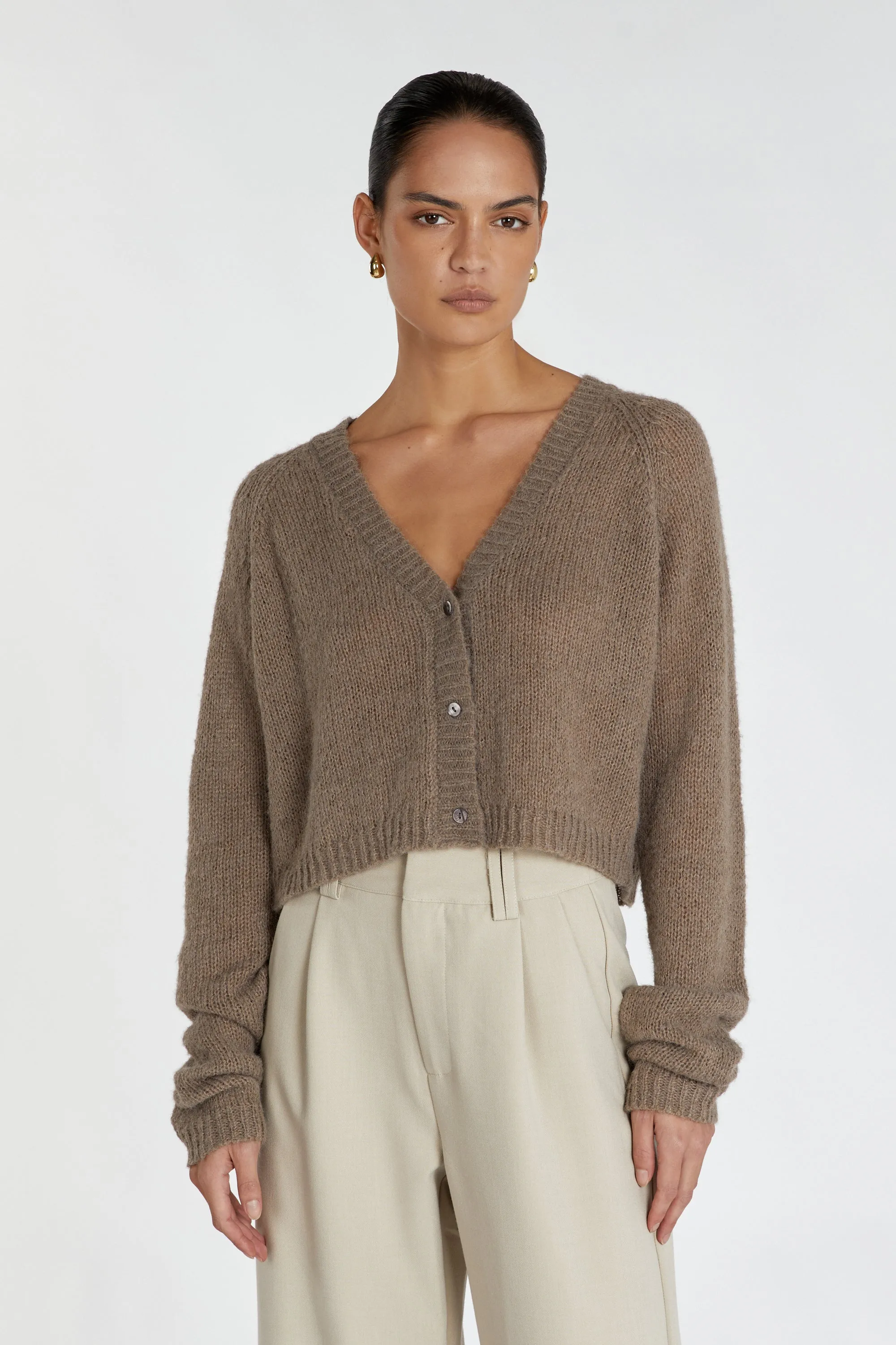 LAUREN LATTE FLUFFY CROP CARDIGAN sold by Dissh product image thumbnail 2