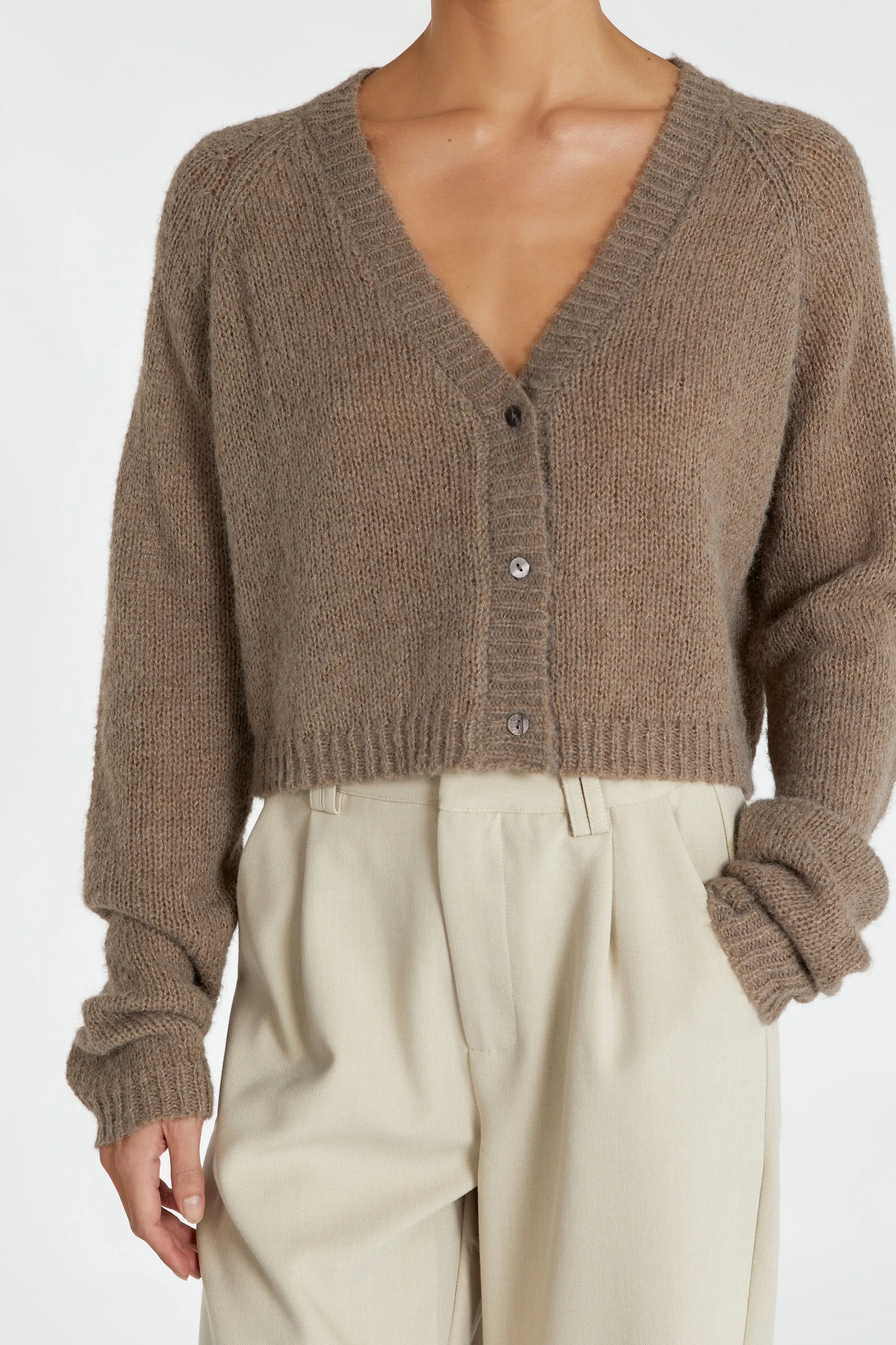 LAUREN LATTE FLUFFY CROP CARDIGAN sold by Dissh product image thumbnail 5