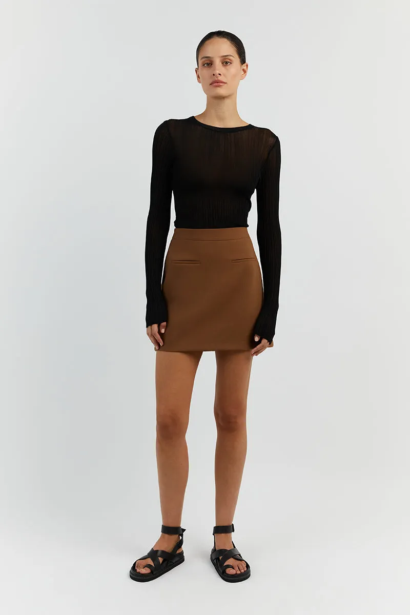 ROWAN CARAMEL MINI SKIRT sold by Dissh