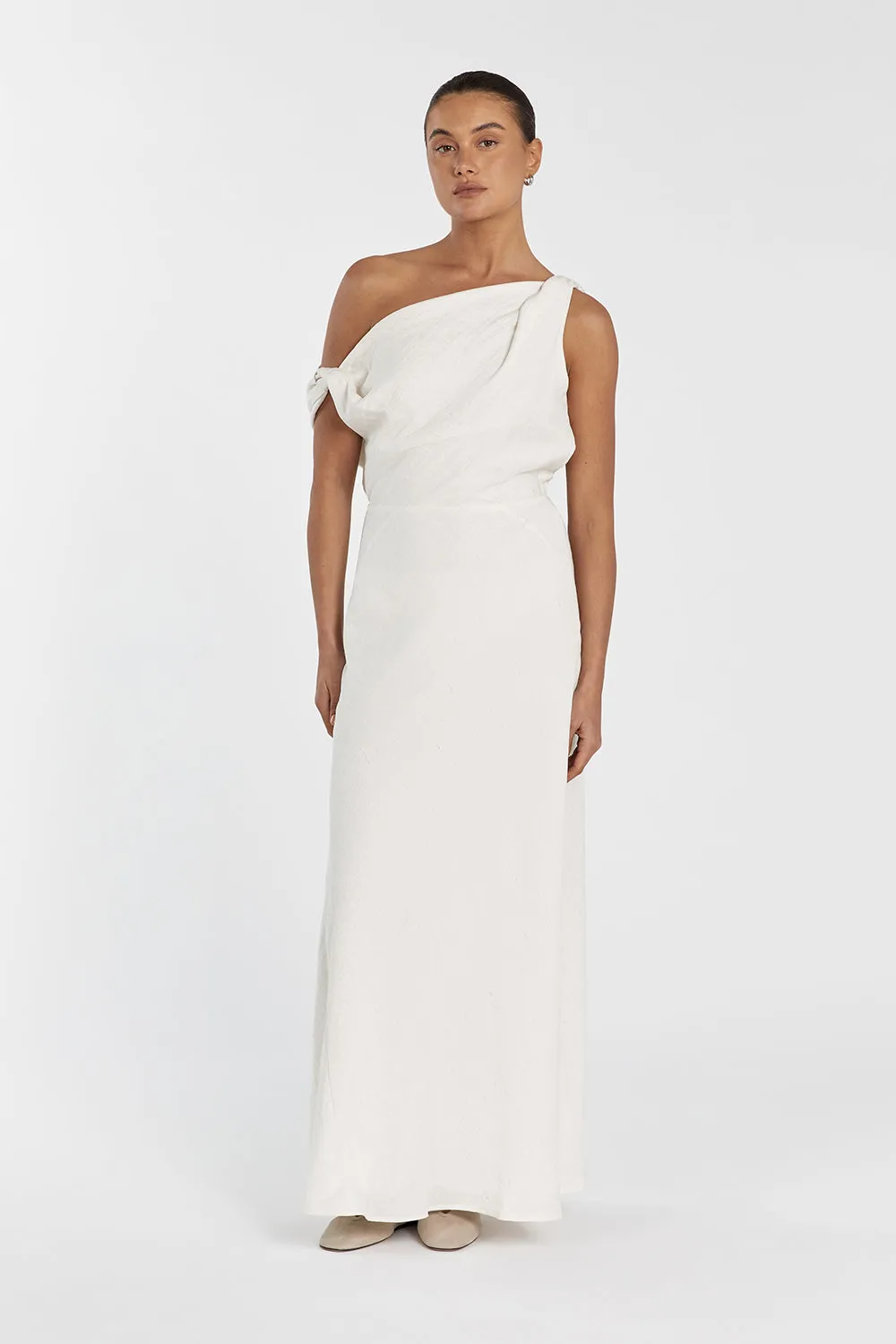 JOLIE CREAM MARLE MIDI DRESS sold by Dissh