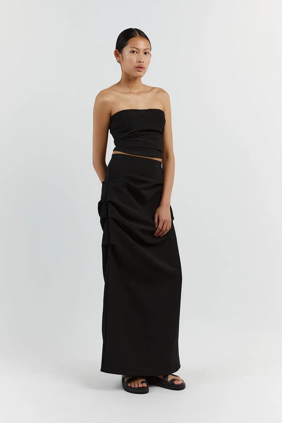 NILE BLACK ROUCHED MAXI SKIRT sold by Dissh product image thumbnail 3