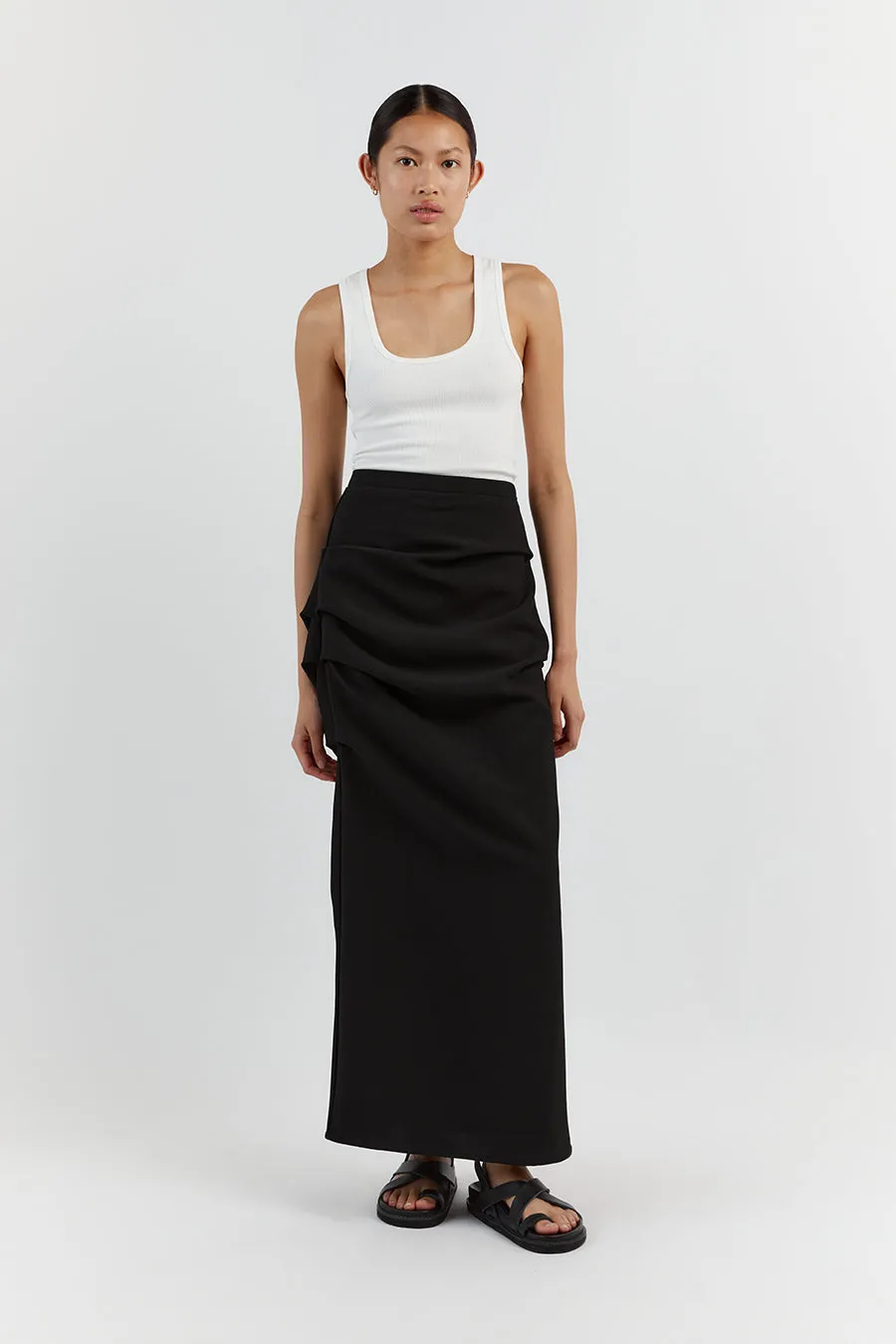 NILE BLACK ROUCHED MAXI SKIRT sold by Dissh product image thumbnail 2