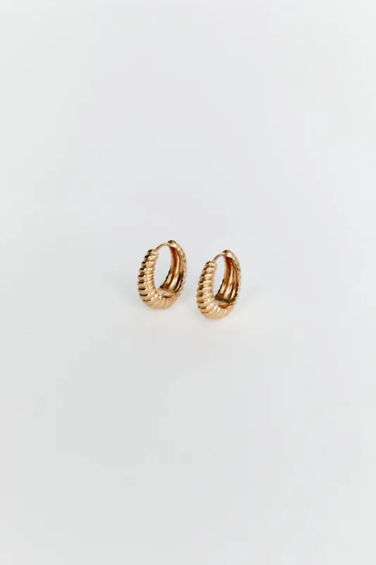 LUV AJ RIDGED MARABELLA GOLD HOOP EARRINGS sold by Dissh