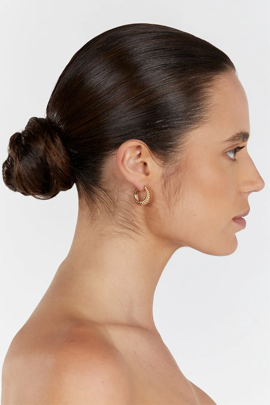 LUV AJ RIDGED MARABELLA GOLD HOOP EARRINGS sold by Dissh product image thumbnail 4