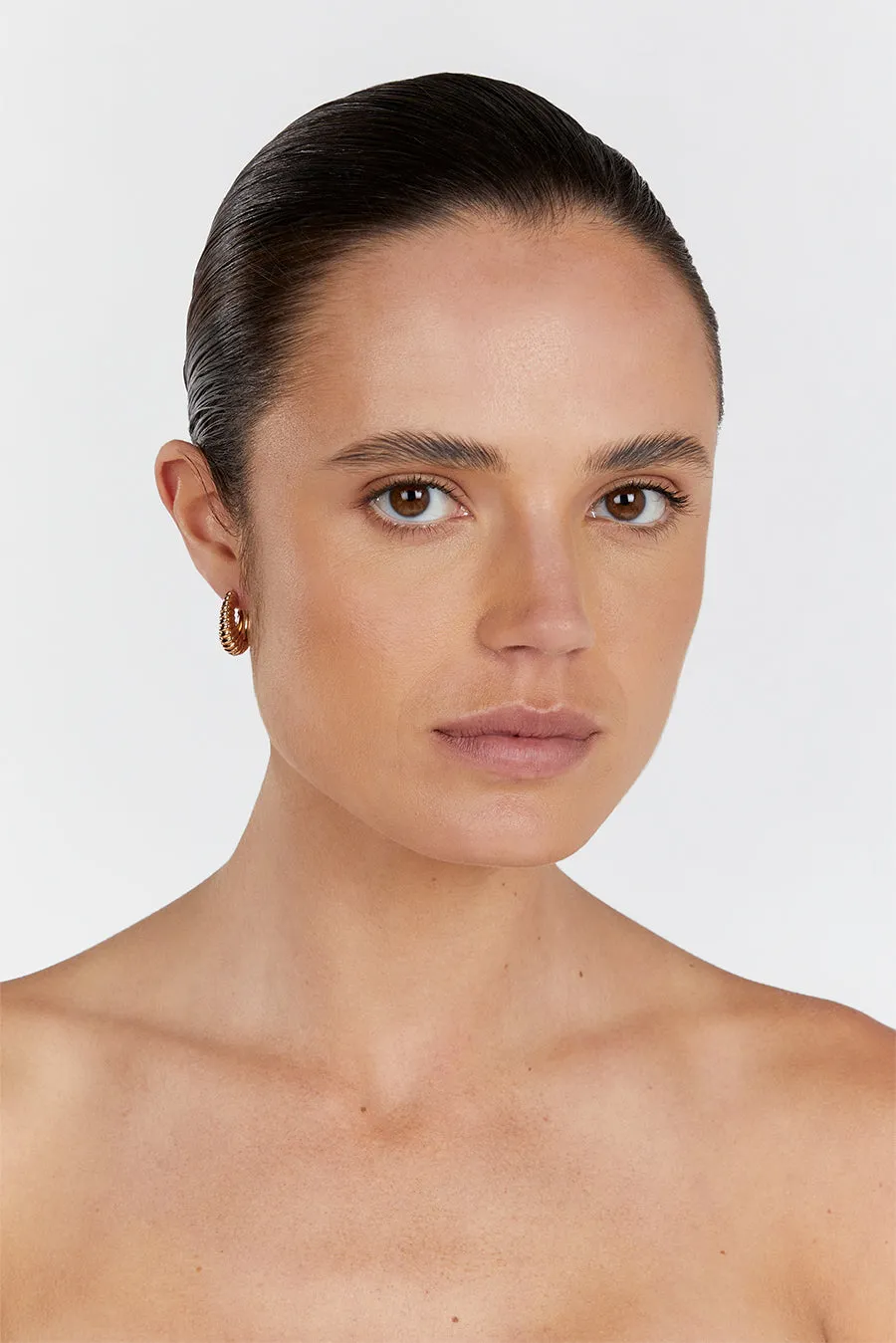 LUV AJ RIDGED MARABELLA GOLD HOOP EARRINGS sold by Dissh product image thumbnail 2