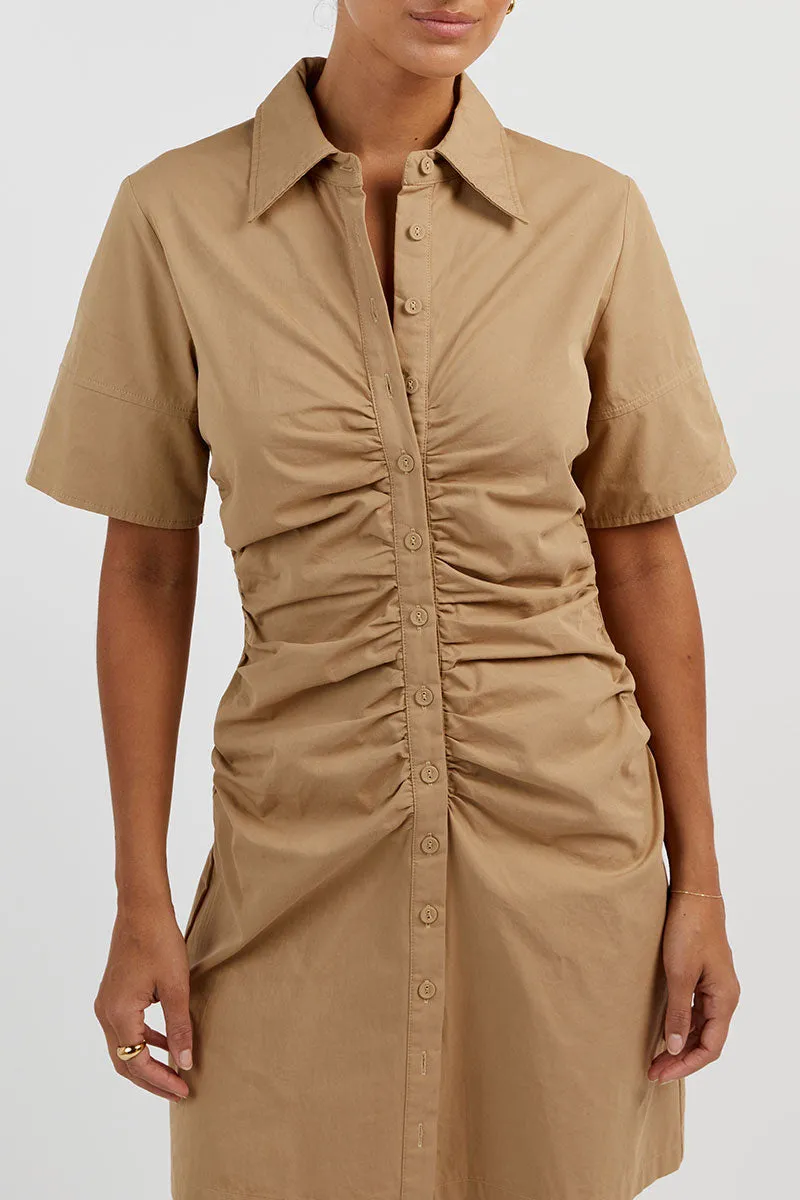 ALLISON WHEAT COTTON MINI DRESS sold by Dissh product image thumbnail 5
