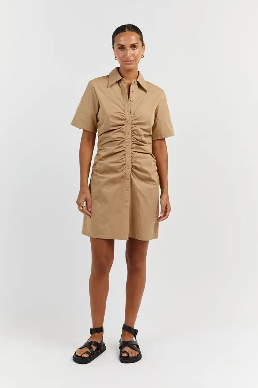 ALLISON WHEAT COTTON MINI DRESS sold by Dissh