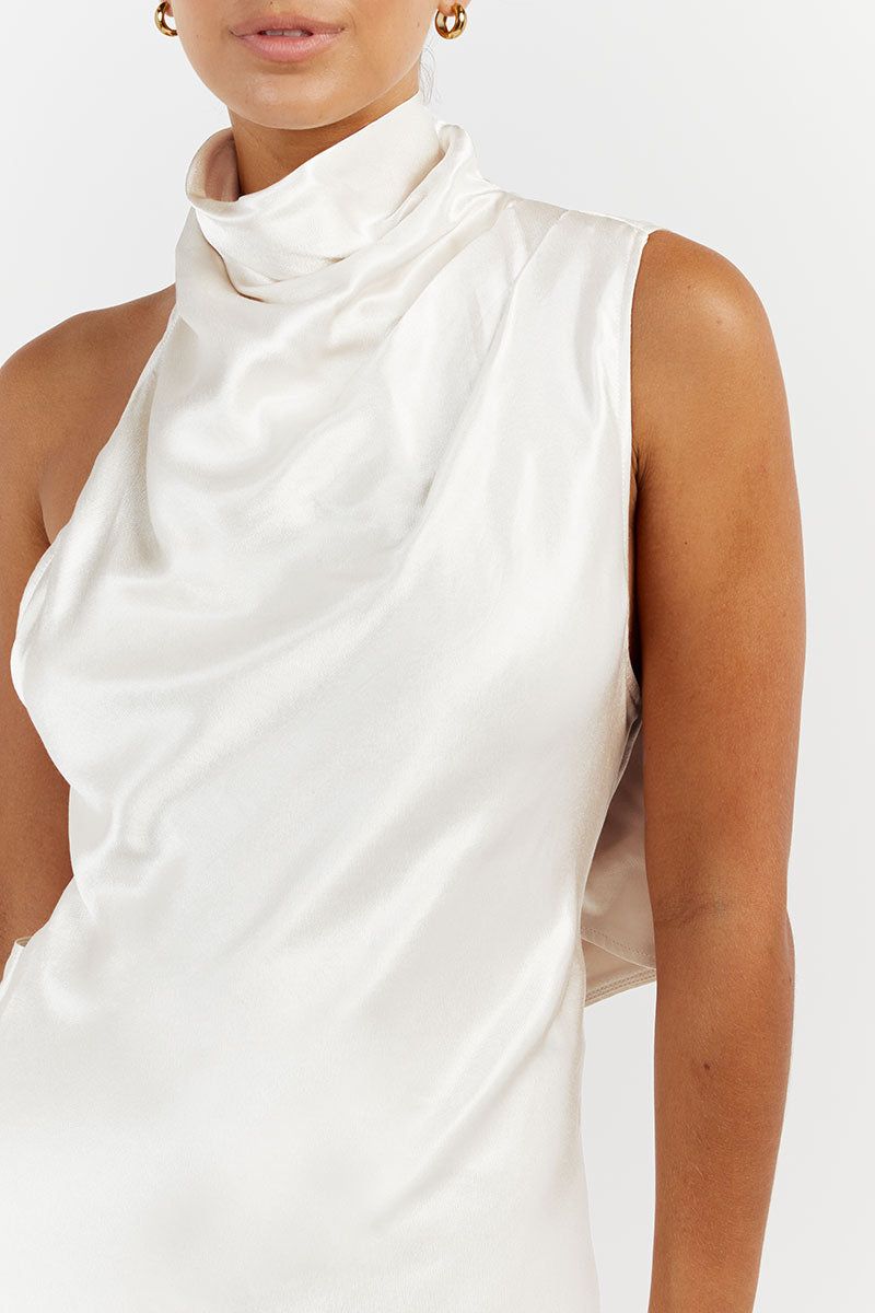 AISLE WHITE SATIN BACKLESS MINI DRESS sold by Dissh product image thumbnail 4