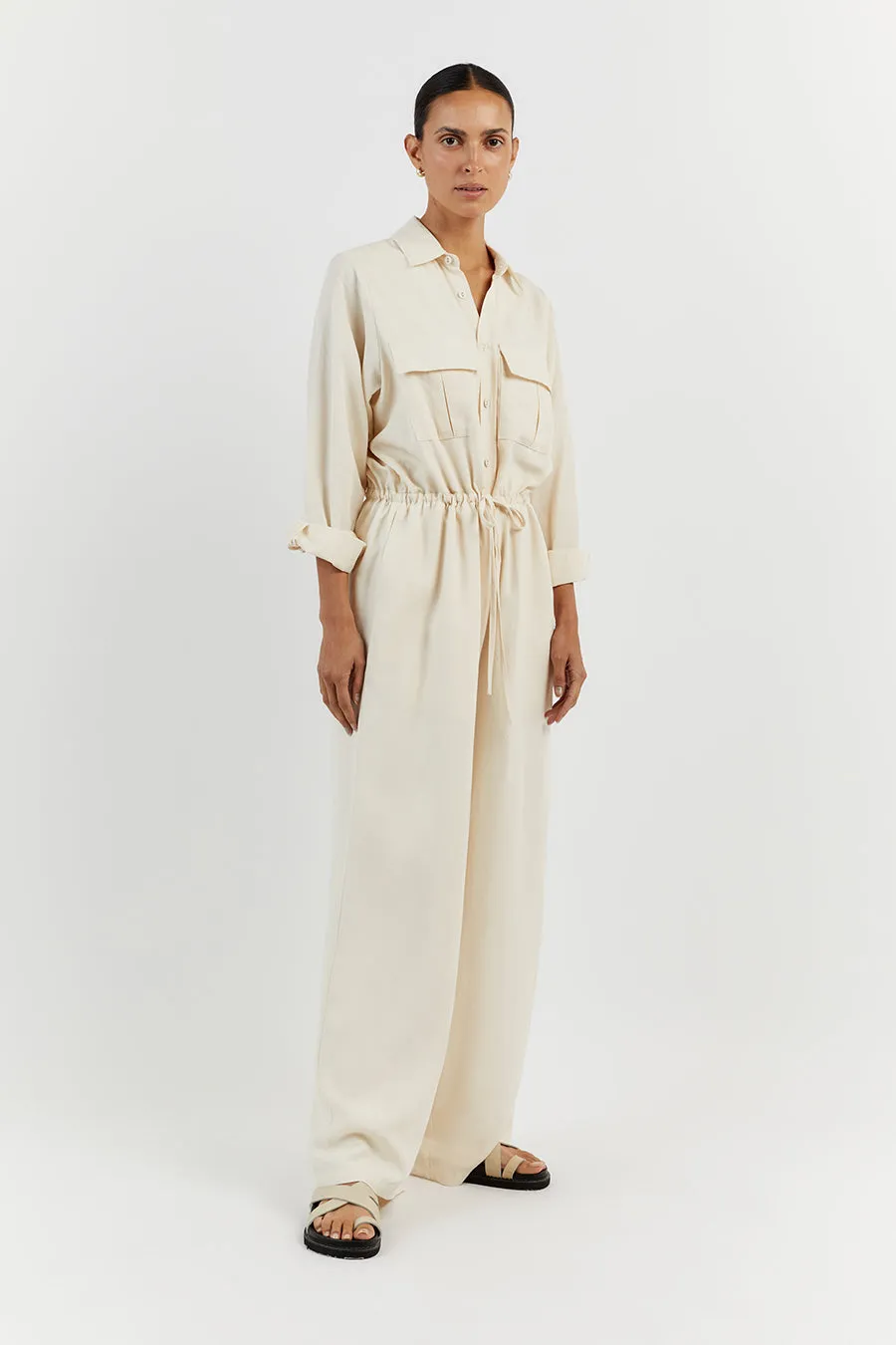 LARS CREAM TENCEL JUMPSUIT sold by Dissh product image thumbnail 3
