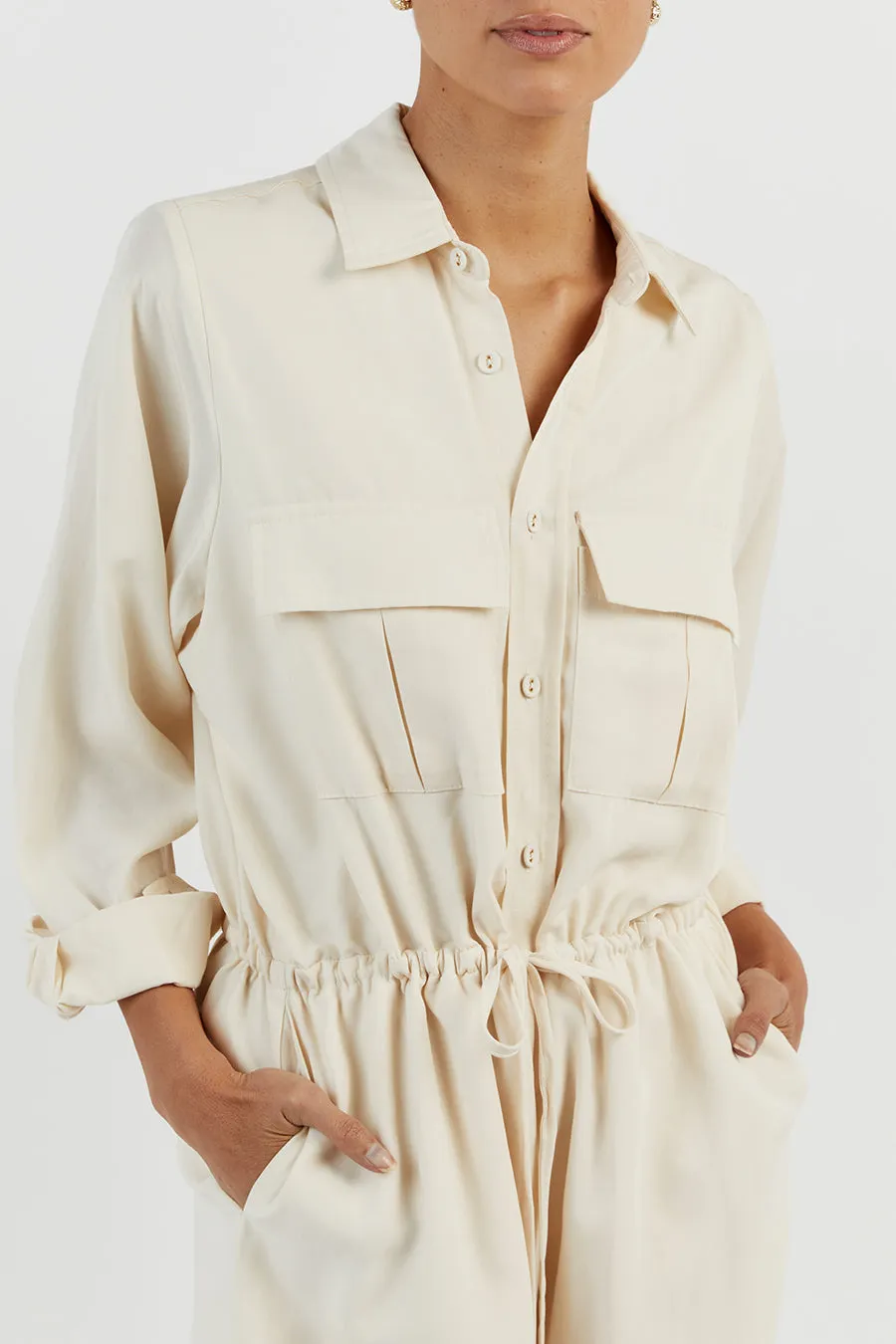 LARS CREAM TENCEL JUMPSUIT sold by Dissh product image thumbnail 5