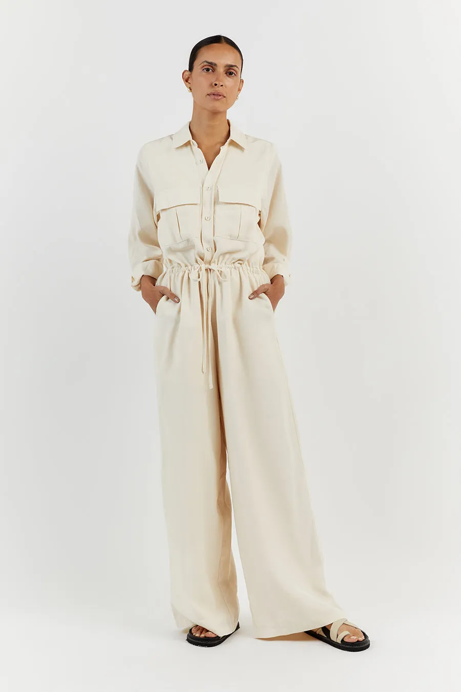 LARS CREAM TENCEL JUMPSUIT sold by Dissh product image thumbnail 2