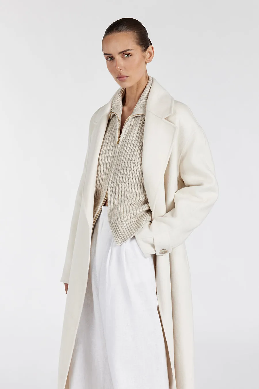 MILES CREAM OVERSIZED WOOL WRAP COAT sold by Dissh product image thumbnail 2
