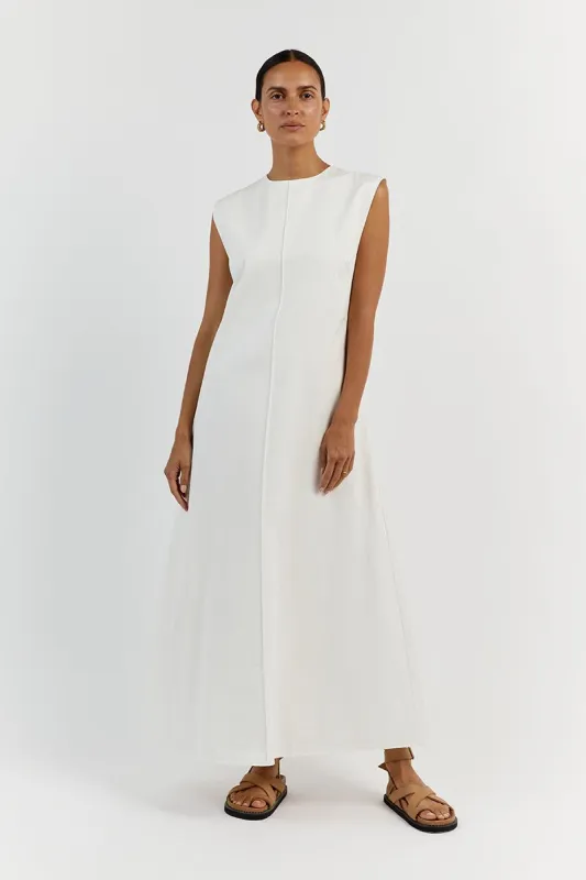 MAGGIE WHITE COTTON MIDI DRESS sold by Dissh