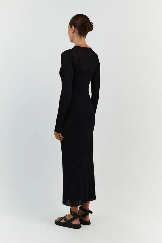 HARPER BLACK LONG SLEEVE KNIT DRESS | Parallel