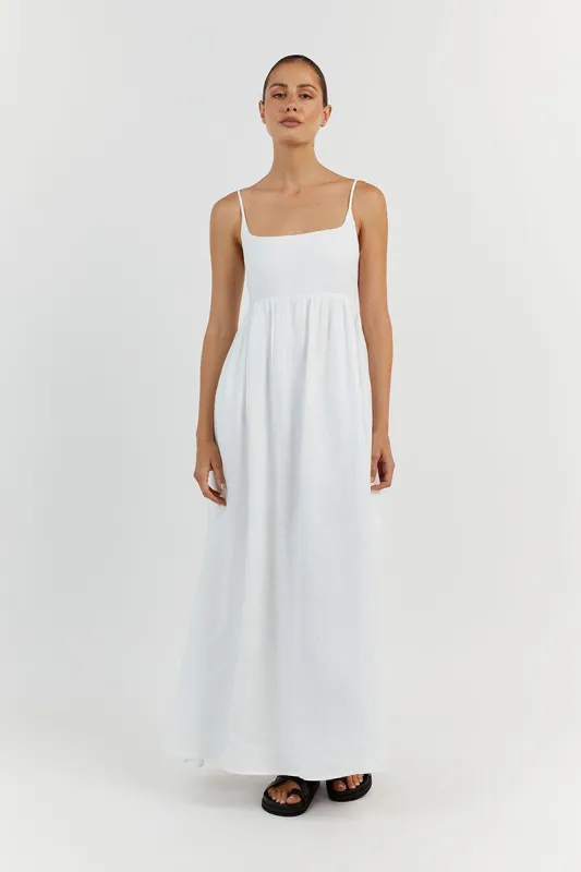 SUNNY WHITE LINEN MIDI DRESS made by Dissh