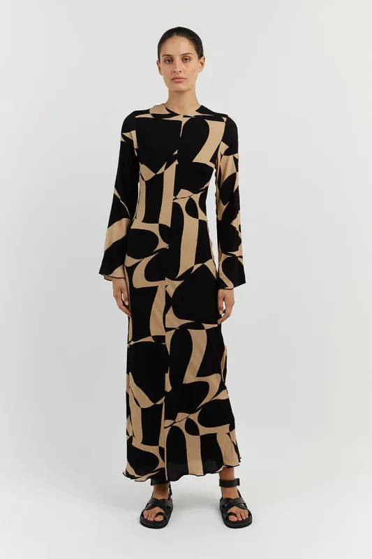 MAPLE CAMEL SLEEVED MIDI DRESS sold by Dissh