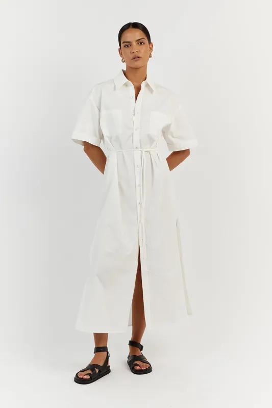 MAXIE WHITE COTTON SHIRT DRESS sold by Dissh