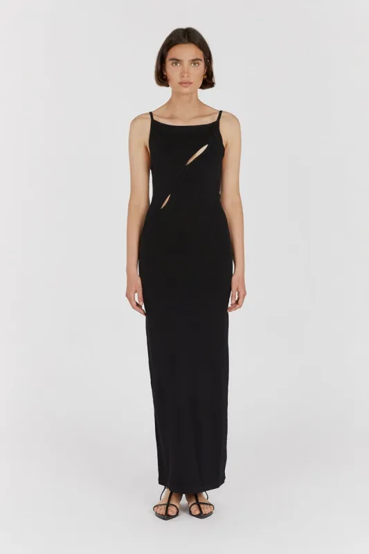 CORA BLACK KNIT MAXI DRESS sold by Dissh