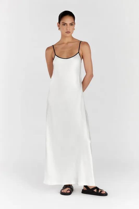 LETTY WHITE SATIN CONTRAST DRESS sold by Dissh
