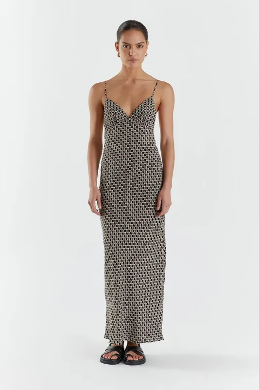 BROOKS GEO MIDI SLIP DRESS sold by Dissh