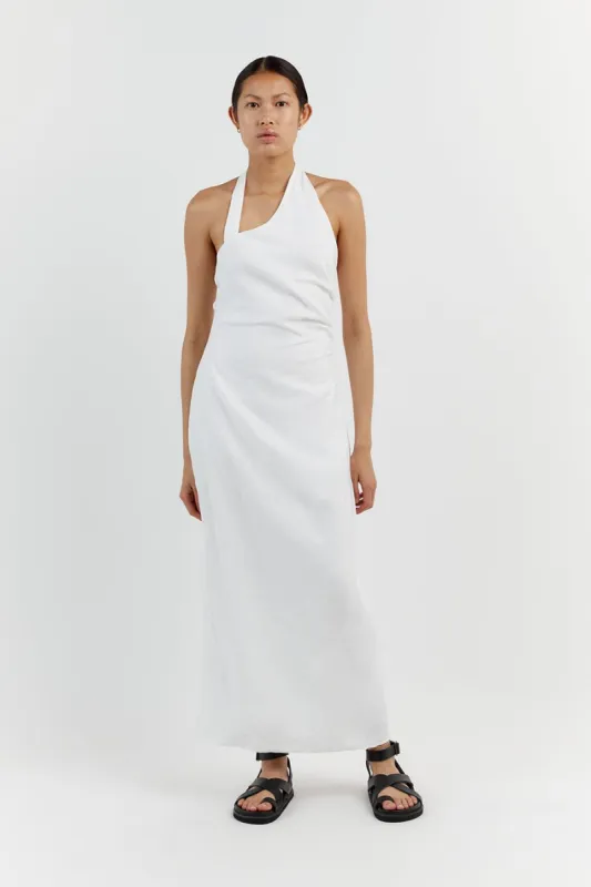 ZOEY WHITE ASYM LINEN MIDI DRESS sold by Dissh
