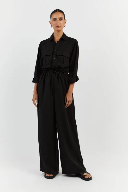 LARS BLACK TENCEL JUMPSUIT sold by Dissh
