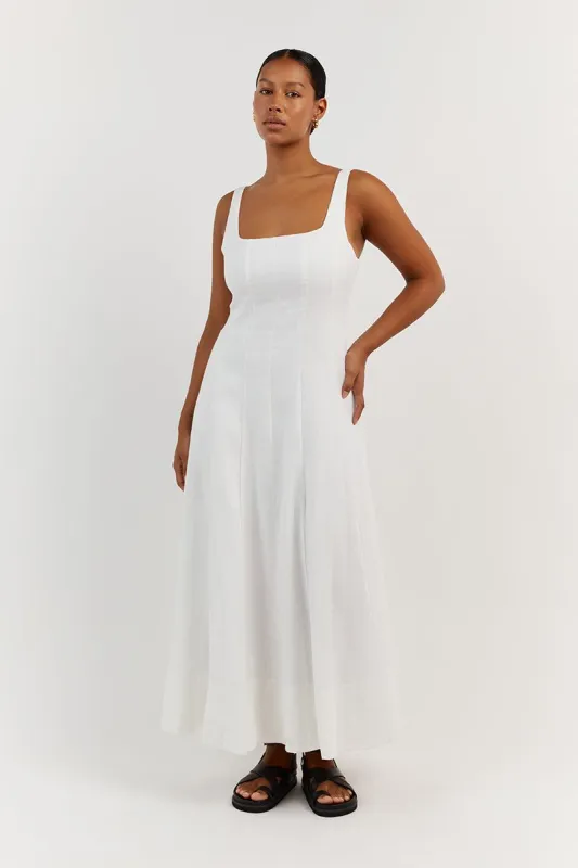 MILAHN WHITE LINEN MIDI DRESS sold by Dissh