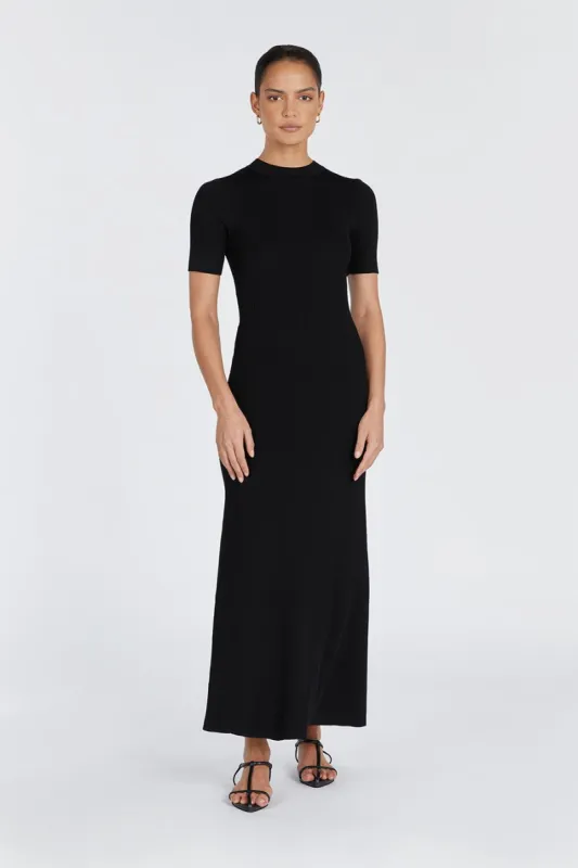 DONNA BLACK SLEEVED MIDI DRESS sold by Dissh