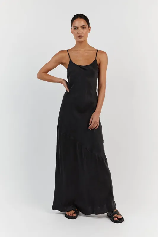 LAYLA BLACK SILK MAXI DRESS sold by Dissh