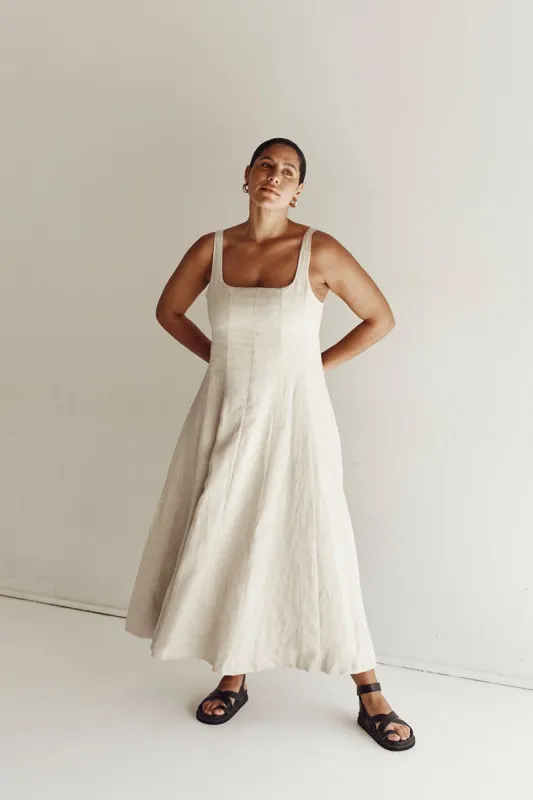 MILAHN NATURAL LINEN MIDI DRESS sold by Dissh