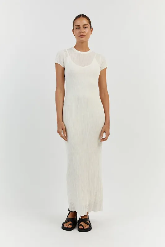 HARPER IVORY CAP SLEEVE MIDI DRESS sold by Dissh