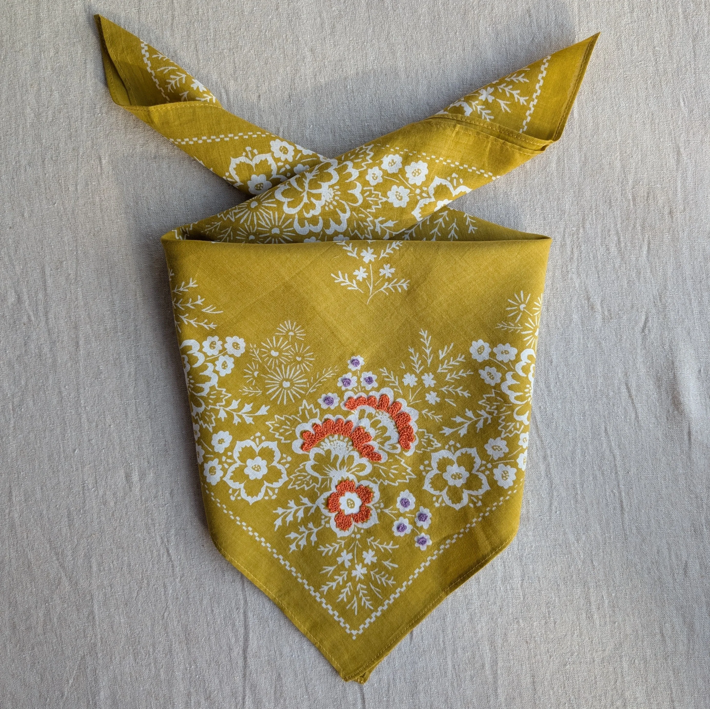 Embroidered Cotton Bandana | Chartreuse sold by Last Chance Textiles product image thumbnail 2