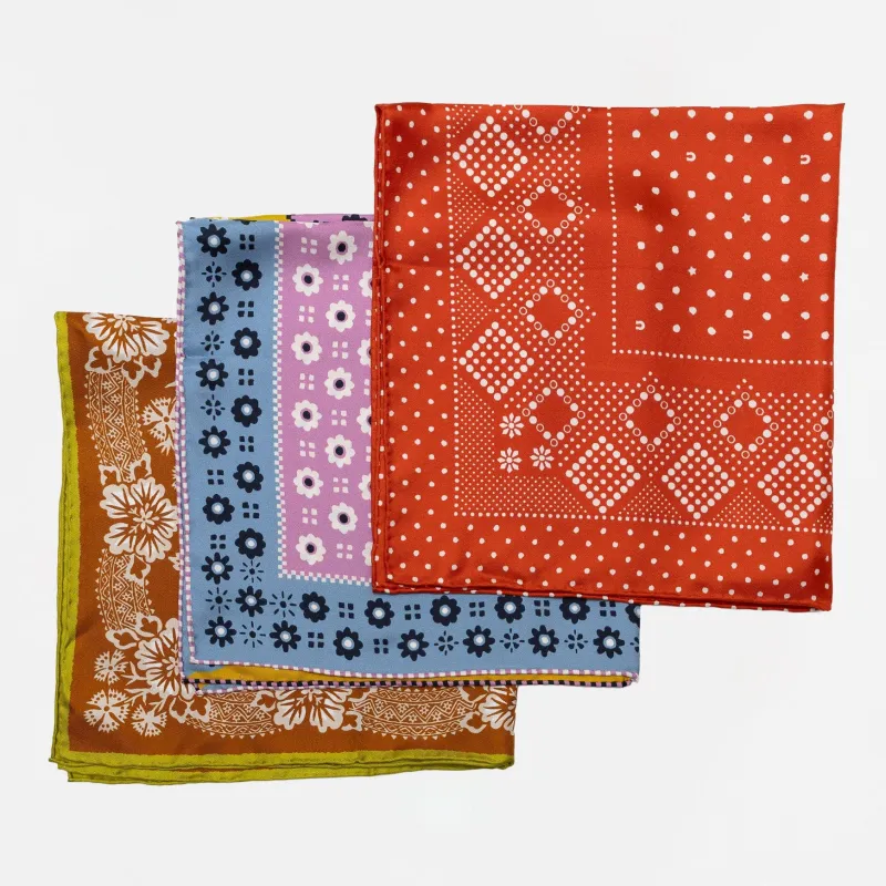 Bundle: 3 Small Silk Twill Scarves made by Last Chance Textiles