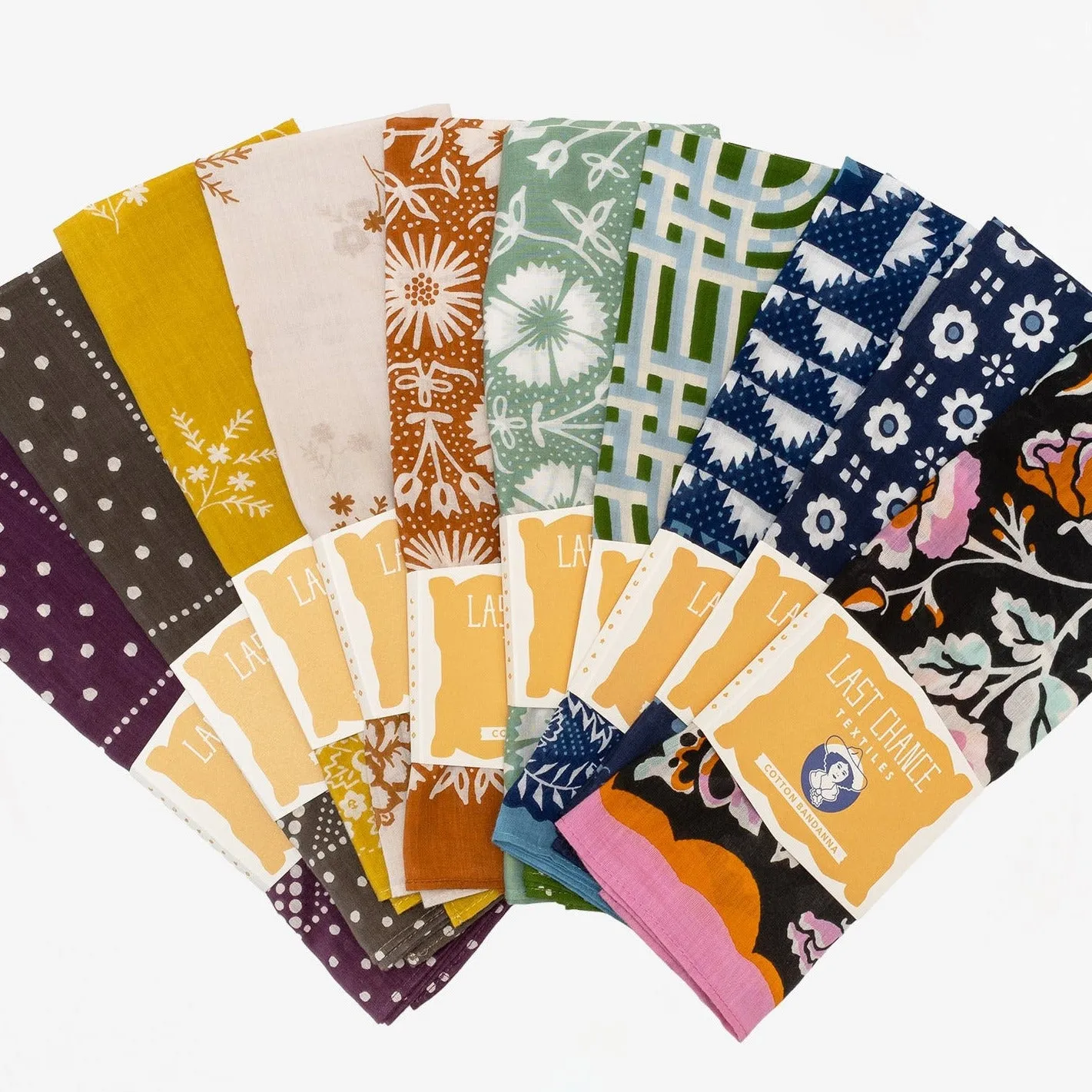 Bundle: Any 10 Cotton Bandanas sold by Last Chance Textiles