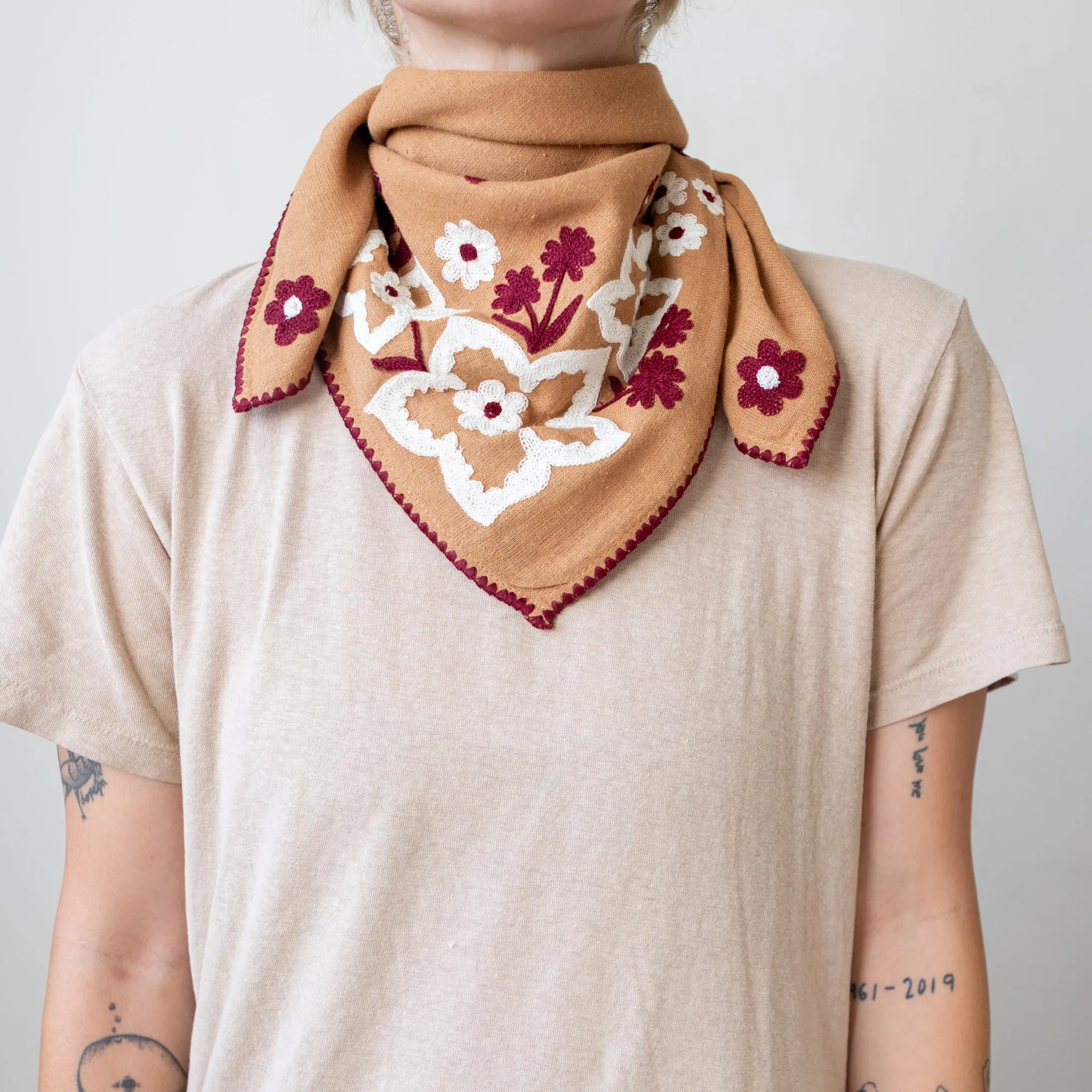 Chainstitch Silk Noil Bandana | Caramel Field sold by Last Chance Textiles product image thumbnail 5