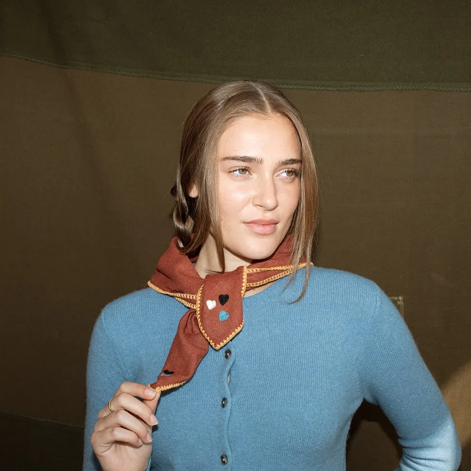 Chainstitch Silk Noil Bandana | Redwood Tulips sold by Last Chance Textiles product image thumbnail 3