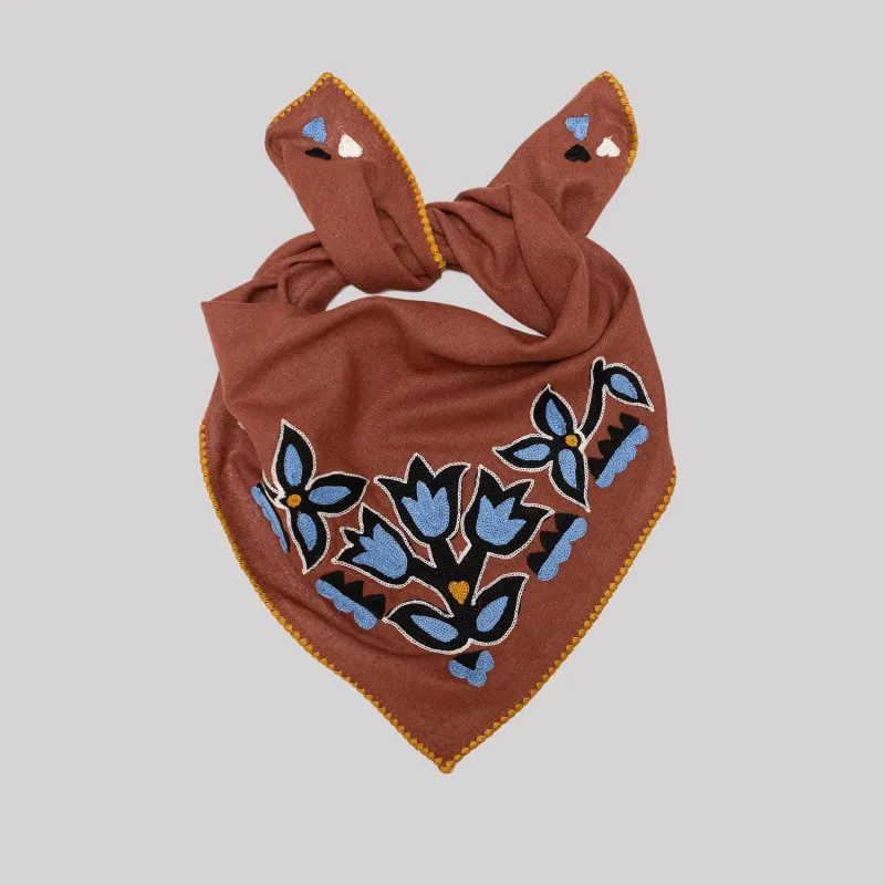 Chainstitch Silk Noil Bandana | Redwood Tulips sold by Last Chance Textiles