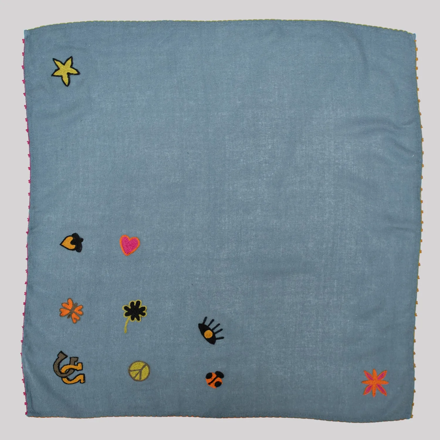 Chainstitch Silk Noil Bandana | Indigo Charms sold by Last Chance Textiles product image thumbnail 2