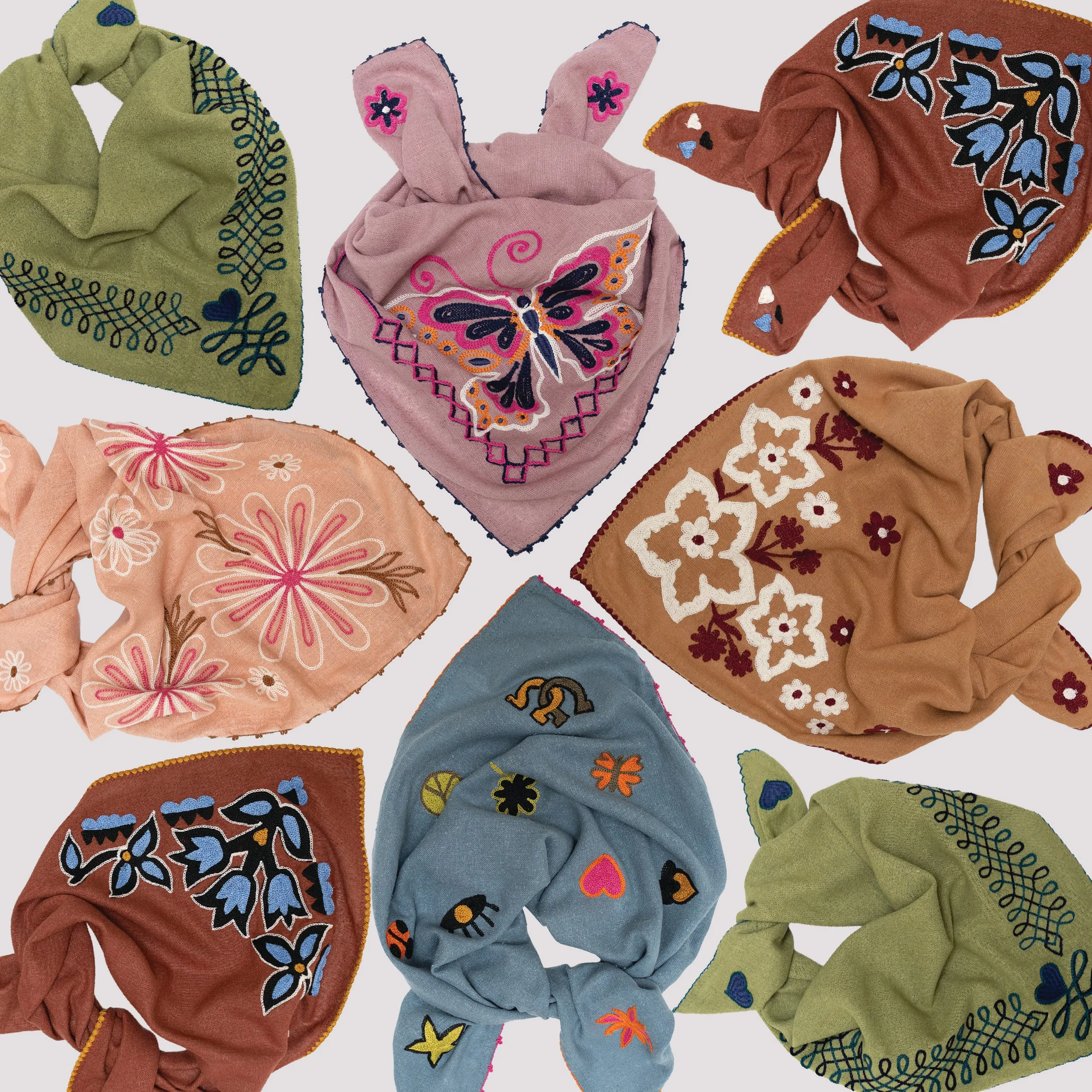 Chainstitch Silk Noil Bandana | Indigo Charms sold by Last Chance Textiles product image thumbnail 3